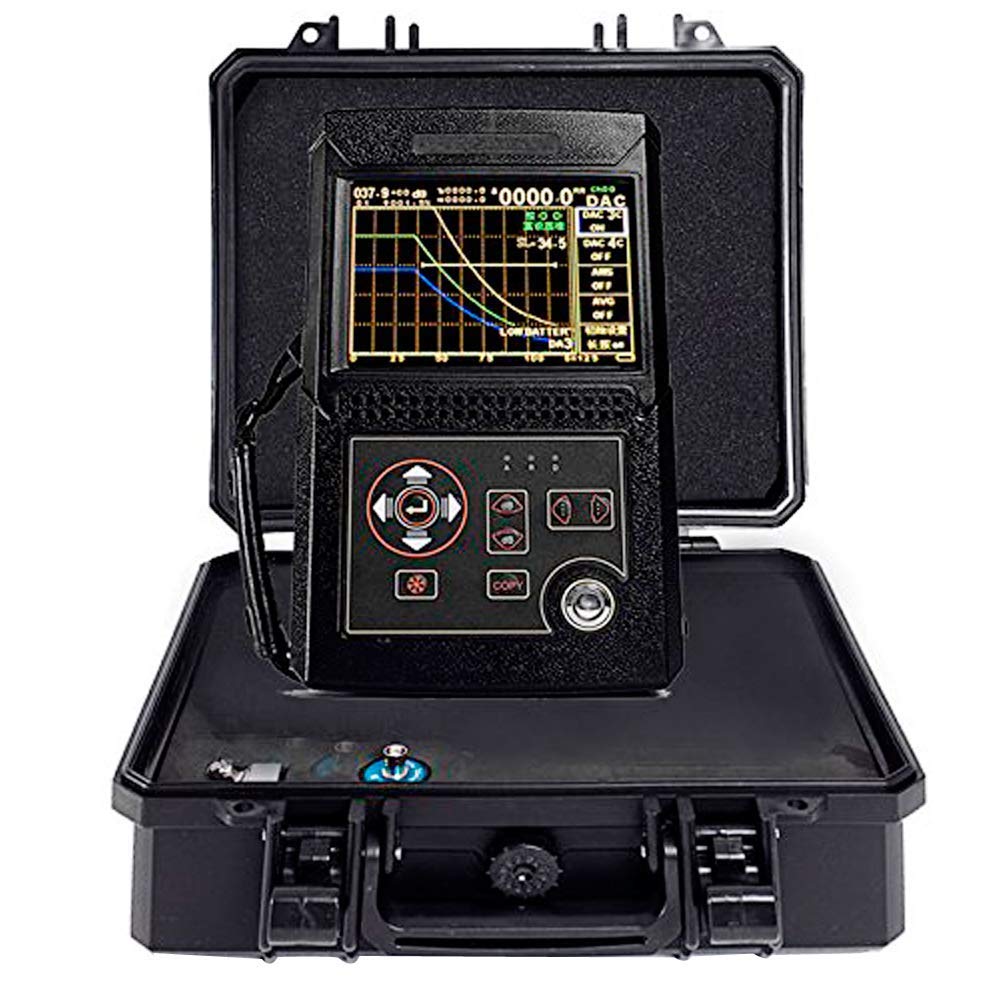 Graigar Leeb500 Digital Ultrasonic Flaw Detector Scanning Range 0 to 6000mm Velocity Range(m/s) 1000-9999 with Automatic Calibration Probe DAC AVG USB Interface