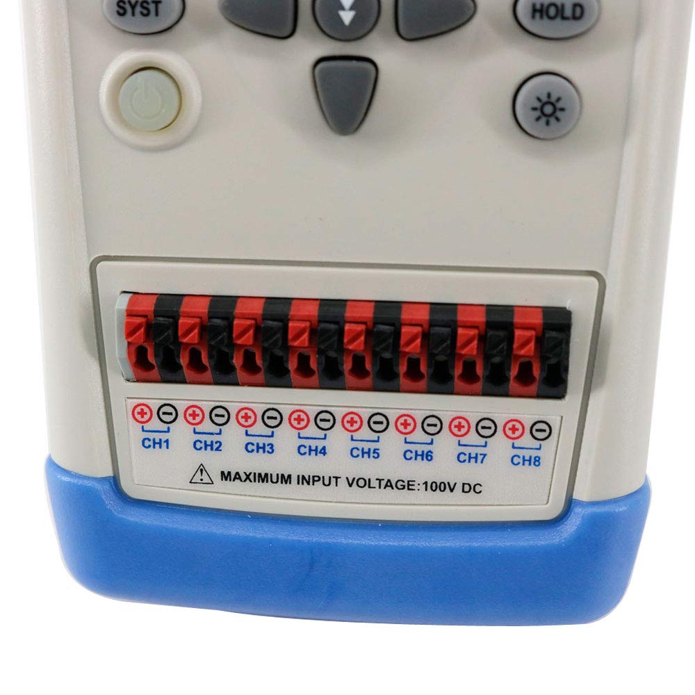 Graigar Thermocouple Temperature Meter AT4208 Handheld Multi-channel Temperature Meter with LCD Display Touch Screen 8 Channels