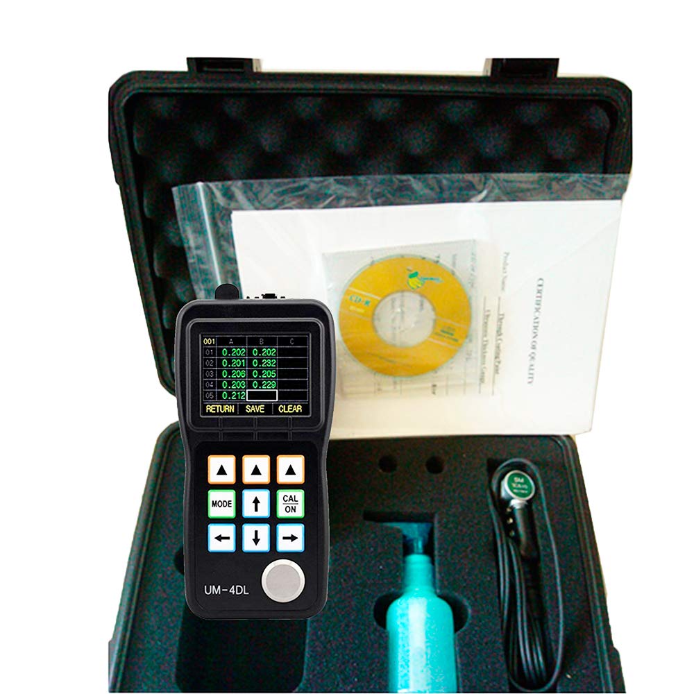 UM-4DL Digital Ultrasonic Thickness Gauge Tester Meter Through Paint Coating Thickness Meter 0.025'' to 20'' with TC510 Probe