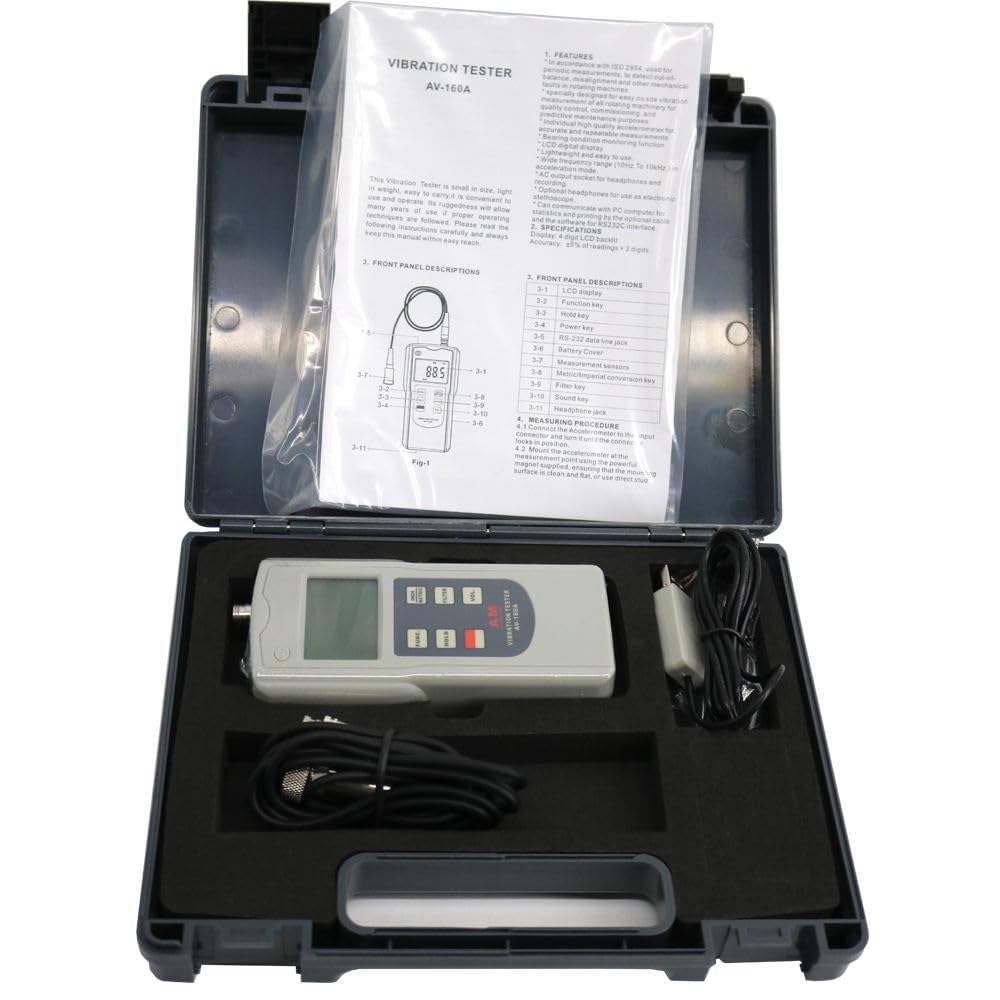 AV-160A Vibration Tester Portable Vibration Meter Speed Range: 0.1~400.0mm/s True RMS