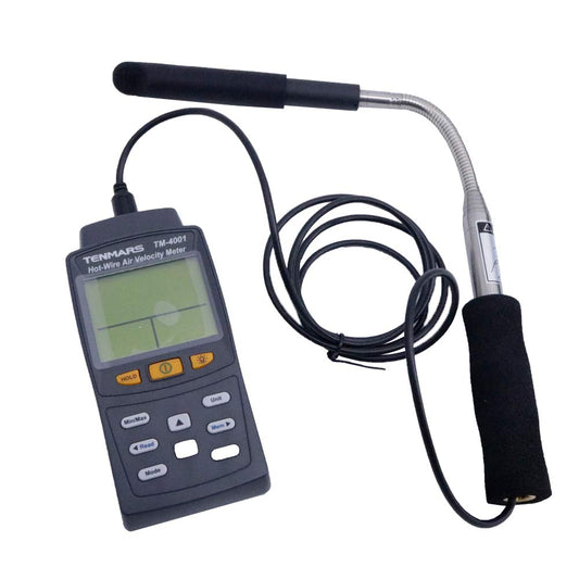 TENMARS TM-4001 Digital Hot Wire Anemometer Air Flow Air Velocity Temperature Tester with 1.5M Cable Probe