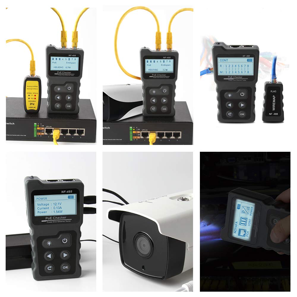 NF-488 PoE Checker Power Over Ethernet Tester LAN Cable Tester Network Cable Detector