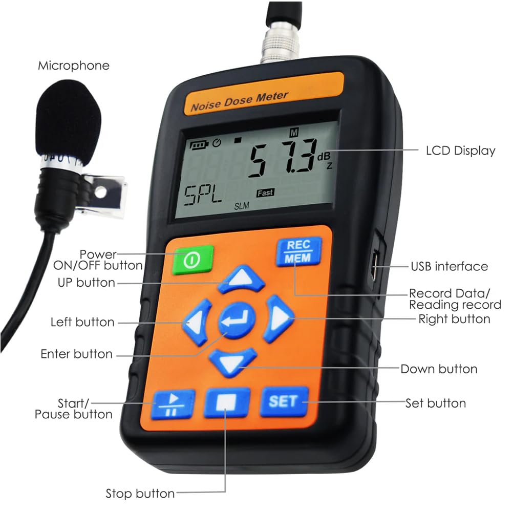 Tenmars ST-130 Noise Dose Meter Sound Level Meter with Data Logger Measurement Range 30dB to 140dB (A)