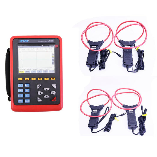 ETCR5000 Power Quality Analyzer Multi-Functional 3 Phase Power Analyzer with 300F Flexible Coil Current Sensor Current Range 10A ~ 6000A