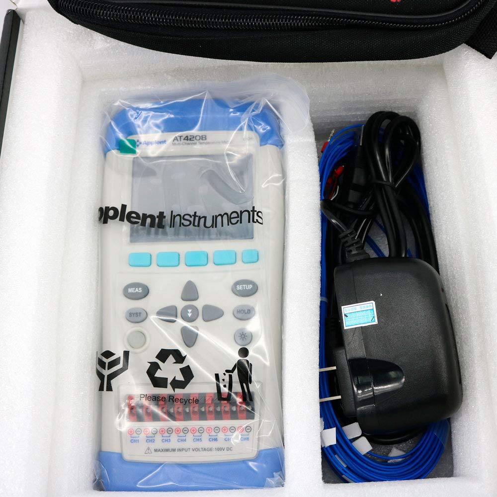 Graigar Thermocouple Temperature Meter AT4208 Handheld Multi-channel Temperature Meter with LCD Display Touch Screen 8 Channels