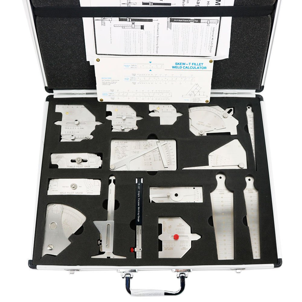 Graigar Stainless Steel Welding Measuring Gauge Tool Kits Combine Suit 16 Pieces Welding Inspection Gauge