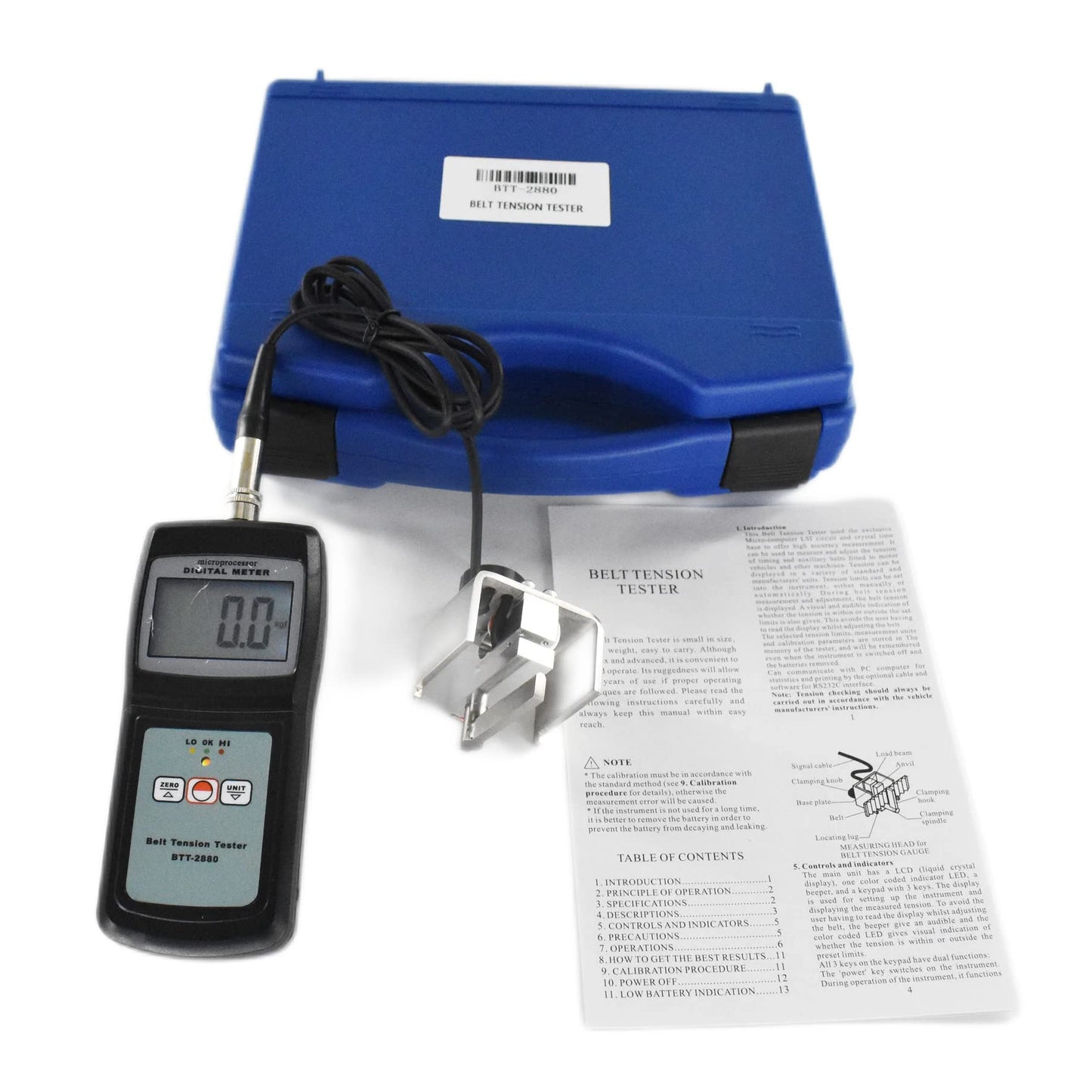 Graigar BTT-2880 Digital Belt Tension Tester Gauge Meter with RS232 Software and USB Cable