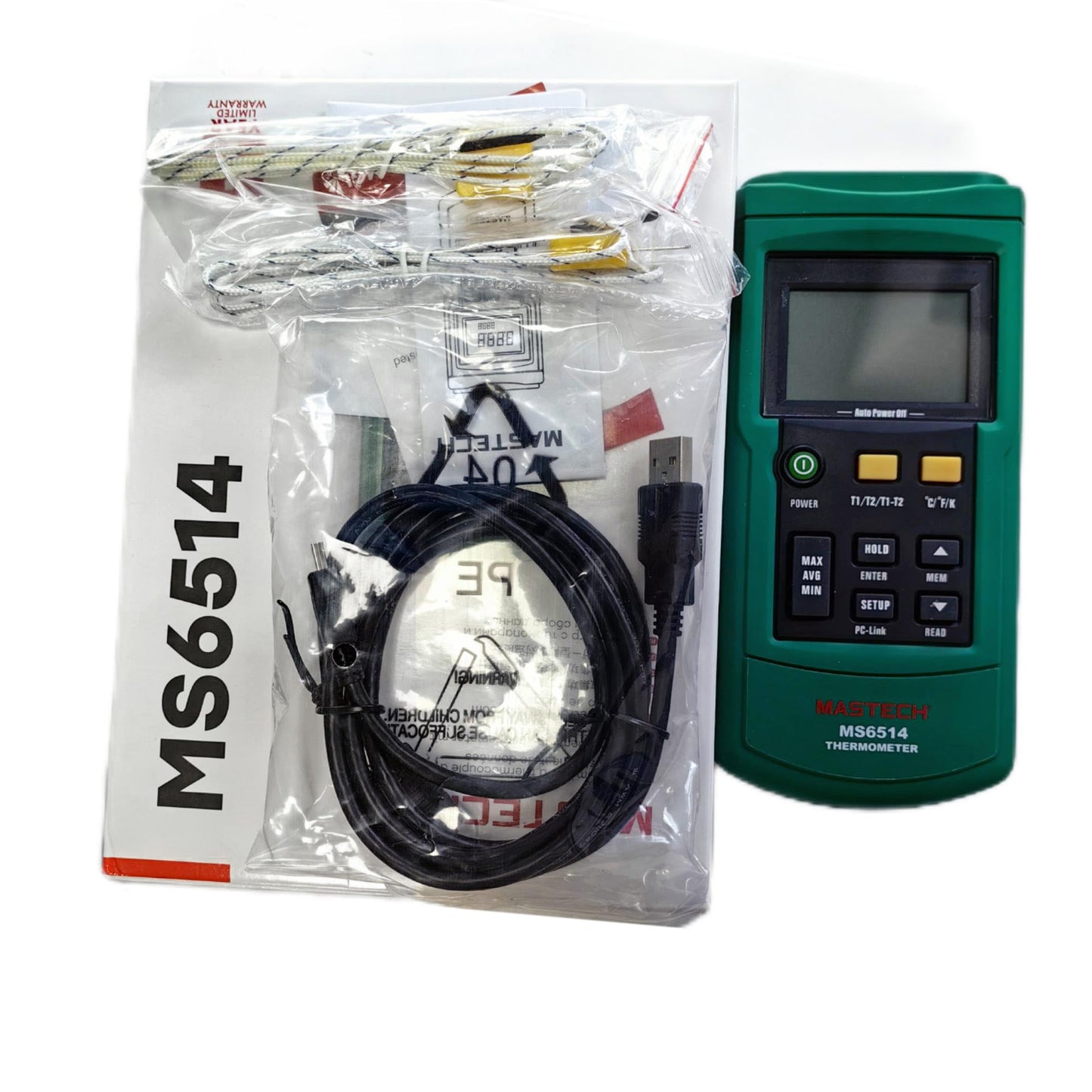 Mastech MS6514 Digital Thermocouple Thermometer Recorder T1 T2 Dual Channel Temperature Logger Thermocouple Temperature Meter