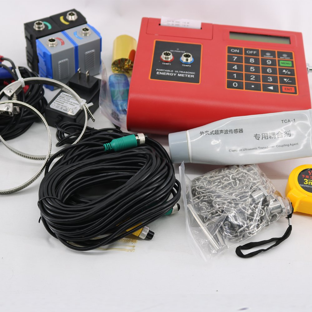 Graigar TUC-2000E+TM-1 Ultrasonic Flow Meter Temperature Heat Flowmeters Transducer TM-1 and Temperature Sensor CT-1 DN50mm-DN700mm 1.97-27.56in wtih SD Storage Card