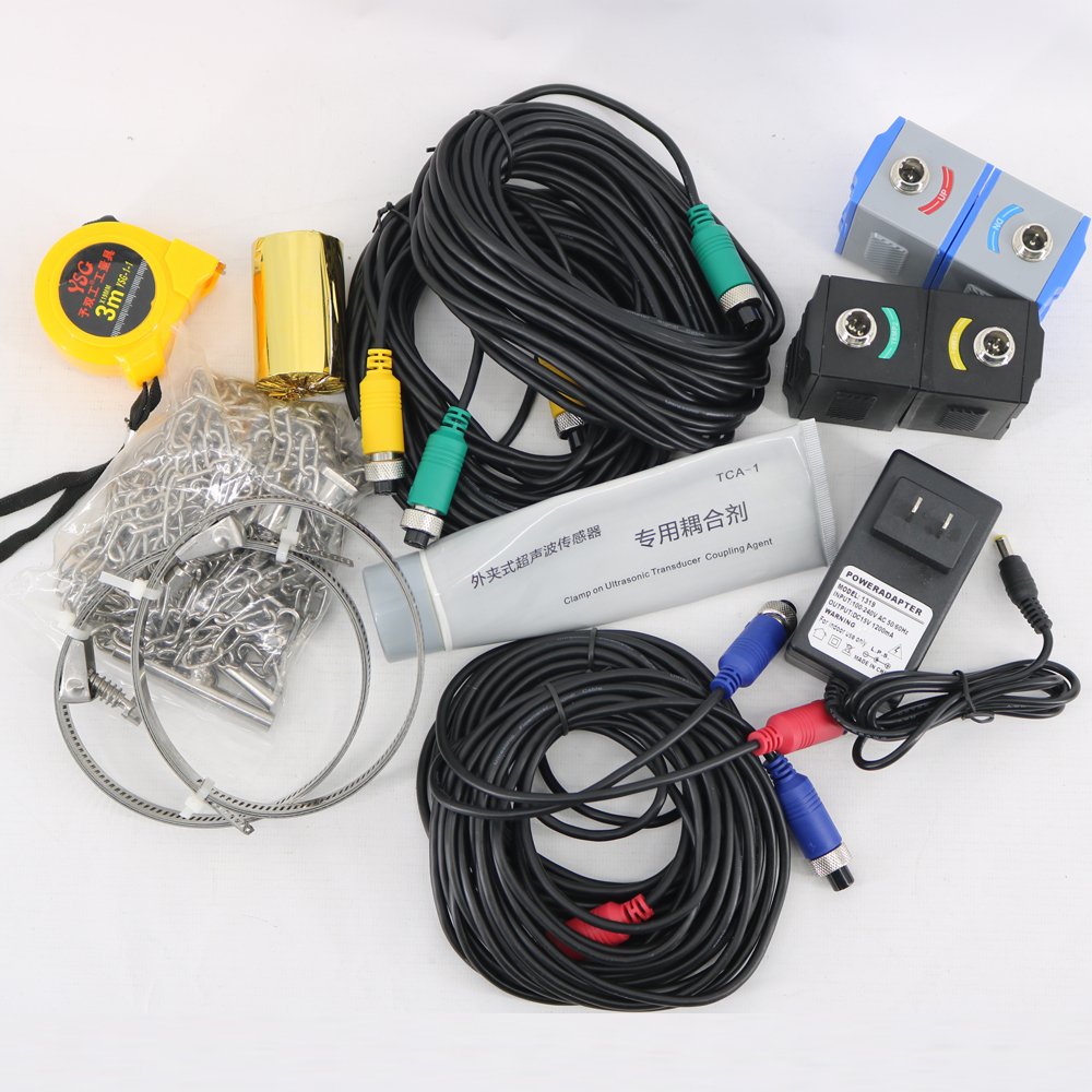 Graigar TUC-2000E+TM-1 Ultrasonic Flow Meter Temperature Heat Flowmeters Transducer TM-1 and Temperature Sensor CT-1 DN50mm-DN700mm 1.97-27.56in wtih SD Storage Card