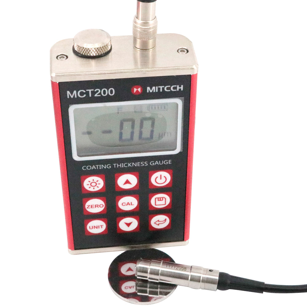 MITECH MCT200 Digital Magnetic Induction & Eddy Current Paint Coating Thickness Gauge (0-1250um) with F1 and N1 Probe