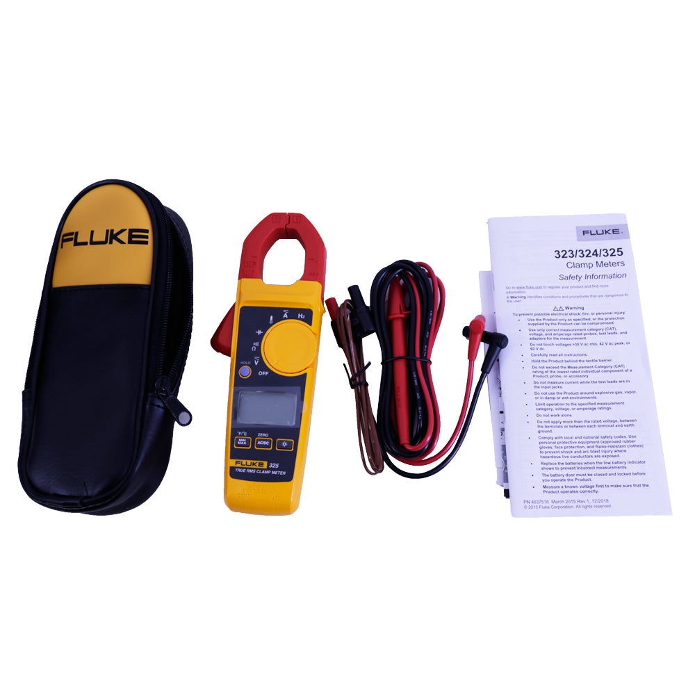 Fluke 325 True RMS Clamp Meter AC/DC Current 400A Voltage 600V Temperature Capacitance Frequency CAT III 600V
